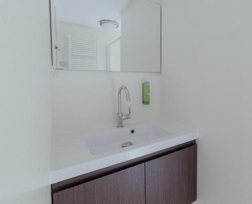 东卡佩勒昂斯堡特酒店的浴室设有白色水槽和镜子