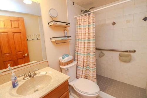 圣奥古斯丁Creston House 12B的浴室配有卫生间、盥洗盆和淋浴。