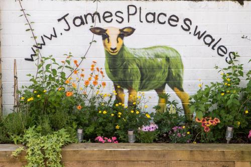 梅瑟蒂德菲尔James’ Place @ Bike Park Wales and The Brecon Beacons的墙上羊的壁画