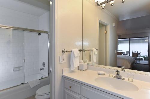 纳帕657 Cottages at Silverado residence的一间带水槽、卫生间和镜子的浴室