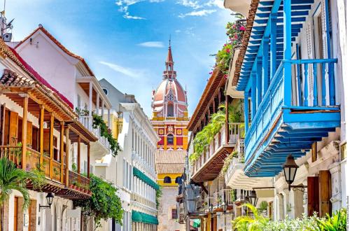 卡塔赫纳posada barrios mar的古巴卡塔戈殖民城市的街道