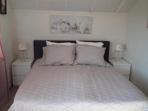 济里克泽B & B Kaaskenswater的一间卧室配有带白色床单和枕头的床。