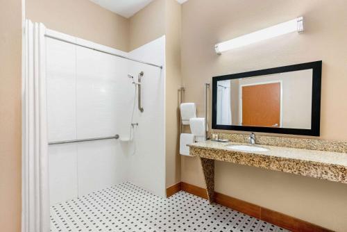 普兰菲尔德拉昆塔印第安纳波利斯机场西酒店的一间带水槽和淋浴的浴室