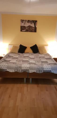 班斯卡 - 什佳夫尼察特瑞班索姆旅馆的一间卧室配有一张大床和两个枕头