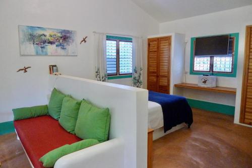 拉斯加勒拉斯Apart-Hotel Garden Villa的一间卧室配有一张床、一张沙发和一台电视。