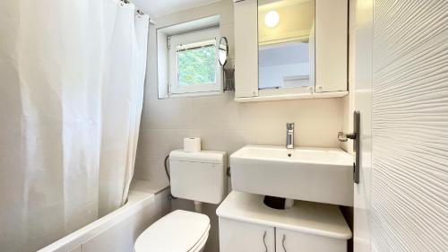 斯韦蒂·斯特凡Apartments Antonela的一间带卫生间和水槽的小浴室