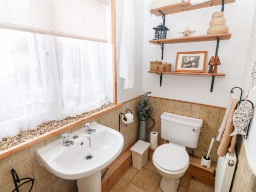 塞米斯湾Beacon Cottage的一间带卫生间和水槽的浴室