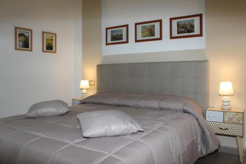 埃尔科拉诺B&B 80056 Ercolano的一间卧室配有一张带两个枕头的床