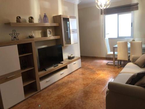 大加那利岛拉斯帕尔马斯LAS CANTERAS的客厅配有平面电视和沙发。
