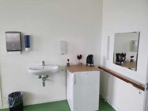 阿森斯Arena Assens的白色的浴室设有水槽和镜子