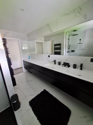布兰肯贝赫The White Villa的一间带水槽和大镜子的浴室
