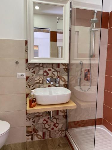 罗马Campani Luxury Flat的一间带水槽和淋浴的浴室