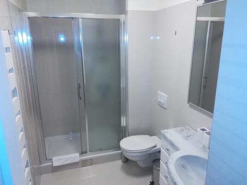 兹拉蒂博尔波希米亚中心别墅的带淋浴、卫生间和盥洗盆的浴室