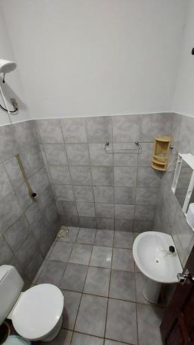 托坎廷斯州蓬蒂阿尔塔POUSADA BEIRA RIO的一间带卫生间和水槽的浴室