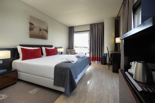 阿威罗利雅Spa美利亚酒店的酒店客房,配有床和电视