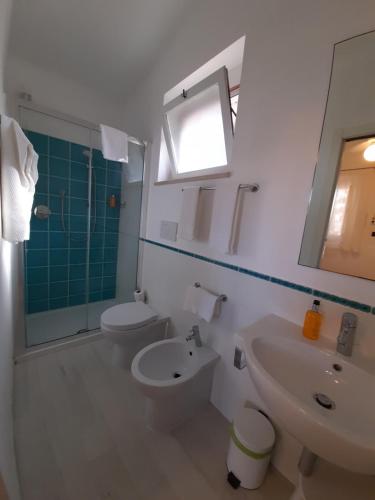 圣多米诺维拉奇奥国际彭塔代尔蒙特假日公园的一间带水槽、卫生间和镜子的浴室