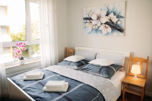 科希切日纳Apartament 15的一间卧室配有一张带两个枕头的床