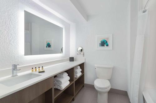 奥兰多Wyndham Orlando Resort & Conference Center, Celebration Area的白色的浴室设有水槽和卫生间。