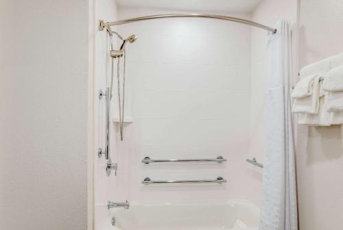 布里瓦德Comfort Inn & Suites的带淋浴和盥洗盆的浴室