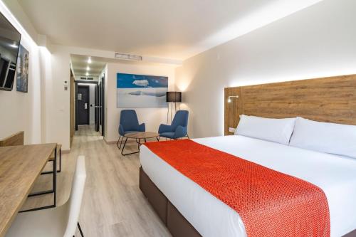 安道尔城埃克普利斯玛酒店的配有一张床和一张书桌的酒店客房