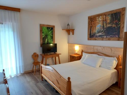 法尔西德思科阿多罗酒店的一间卧室配有一张床和一台电视