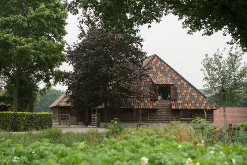 HeeschErve Jonkerhoeve的一座拥有橙色屋顶的木屋