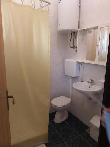 波尔Apartman Janja的一间带卫生间和水槽的浴室