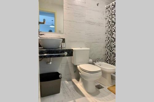 圣达菲Dpto. exclusivo de calidad y ubicacion premium.的一间带卫生间和水槽的浴室