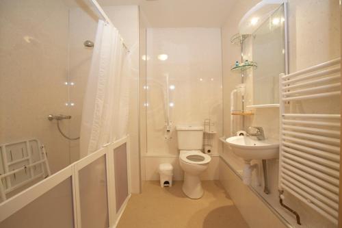 格伦科利文湖酒店及酿酒厂的浴室配有卫生间、淋浴和盥洗盆。