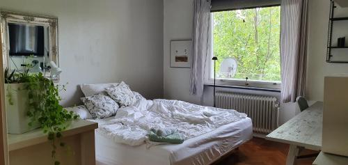 马尔默Cityclose for five Malmö的一间卧室设有一张床和一个窗口
