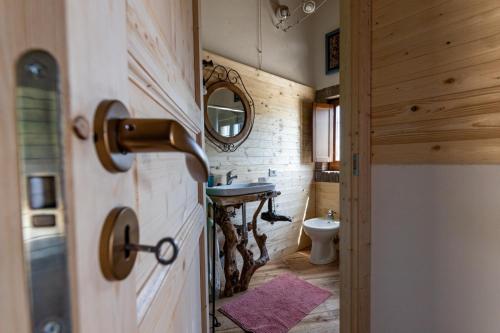 索里亚诺内尔奇米诺L'orto di Hans的一间带水槽和镜子的浴室