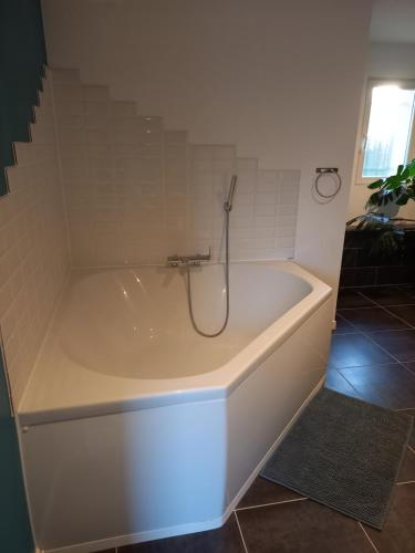 Tour-en-Solognelogement indépendant的浴室设有浴缸和淋浴。