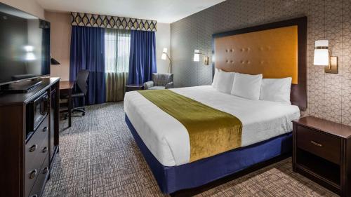 米苏拉格兰特溪贝斯特韦斯特酒店的酒店客房配有一张床、一张书桌和一台电视。