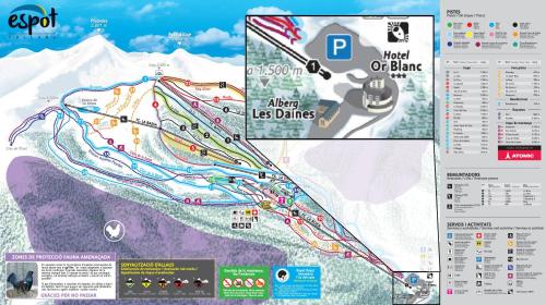 埃斯波特Hotel Or Blanc的滑雪胜地地图,带滑雪场