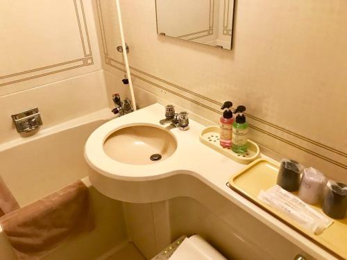 堺市Osaka Bay Plaza Hotel - Vacation STAY 44083v的一间带卫生间和水槽的小浴室