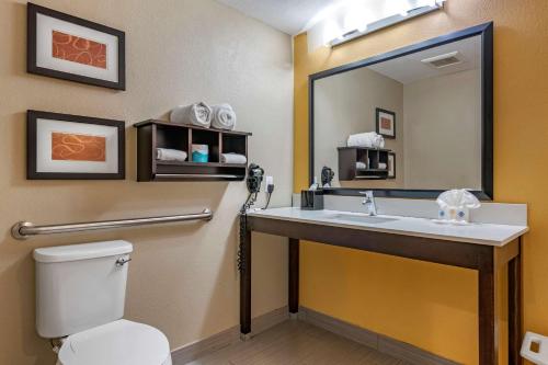 达尼亚滩劳德代尔堡机场南及邮轮港口康福特套房酒店的一间带水槽、卫生间和镜子的浴室