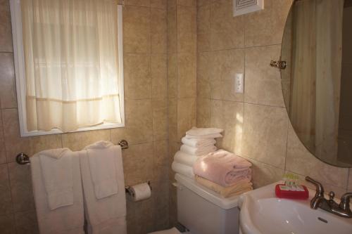费尔蒙特温泉费尔蒙特山简易别墅酒店的一间带水槽、卫生间和镜子的浴室