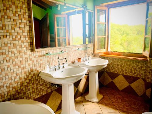 Case MalvaFarneto的浴室设有2个水槽和镜子