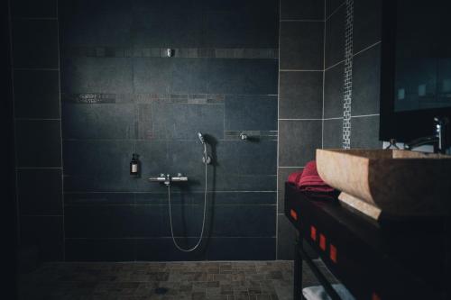 科内西庇斯克斯酒店的带淋浴和盥洗盆的浴室