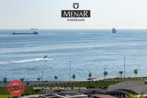 伊斯坦布尔MENAR HOTEL&SUITES -Old City Sultanahmet的两艘船在水中欣赏海景