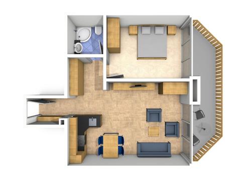 萨斯费Apart Holidays - Residenz Chateau的小型公寓的平面图