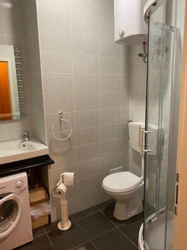 罗加斯卡斯拉提纳VILA GOLF 22的浴室配有卫生间、盥洗盆和淋浴。
