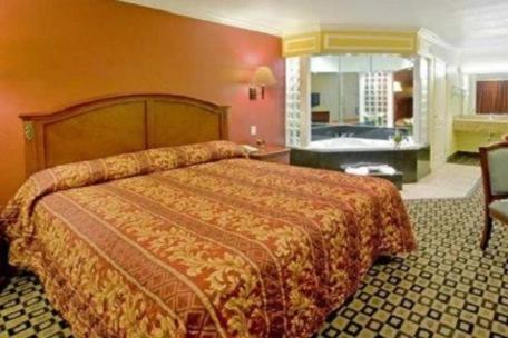 圣贝纳迪诺圣贝纳迪诺美国最佳价值旅馆的一间酒店客房 - 带一张床和一间浴室