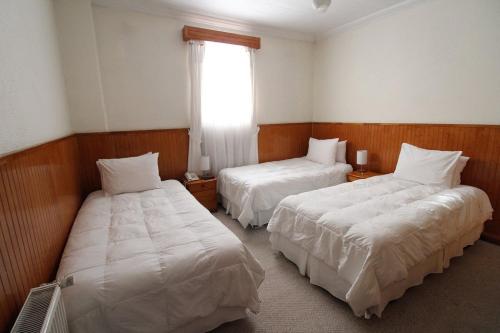 蓬塔阿雷纳斯CHALET CHAPITAL Punta Arenas的一间卧室设有两张床和窗户。
