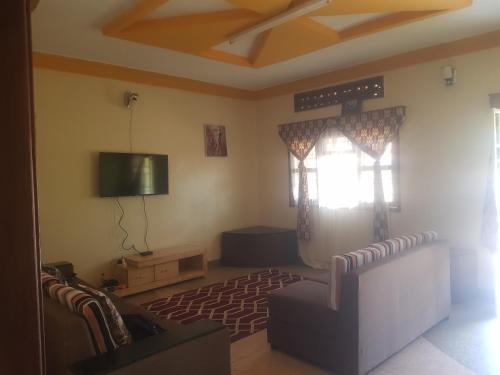 金贾House 1759, near River Nile的带沙发和平面电视的客厅