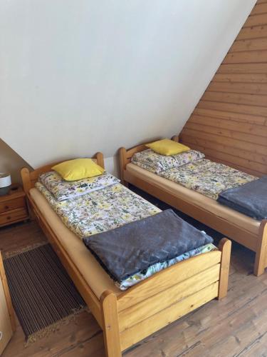 维斯瓦Agroturystyka Skałka的双床间设有2张单人床。