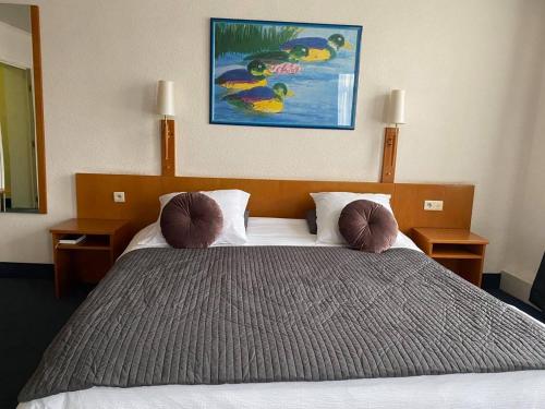 鲁汶教授酒店的一间卧室配有一张大床和两个枕头