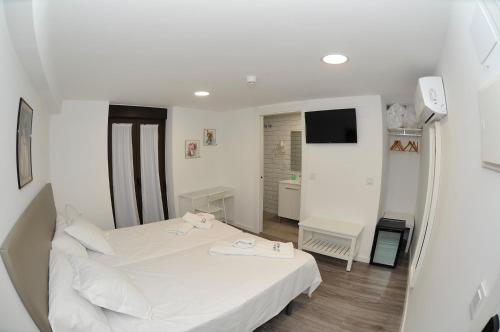 图德拉Horno de la Higuera Alojamiento的白色的客房配有床和电视
