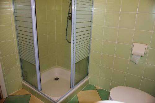 阿尔泽特河畔埃施古斯多旅馆的带淋浴和卫生间的浴室