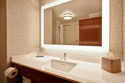 米德尔敦Holiday Inn Express Newport North - Middletown, an IHG Hotel的一间带水槽和镜子的浴室